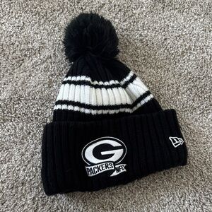 Green Bay packers NFC NFL New Era Black and White authentic Knit Hat Pom beenie